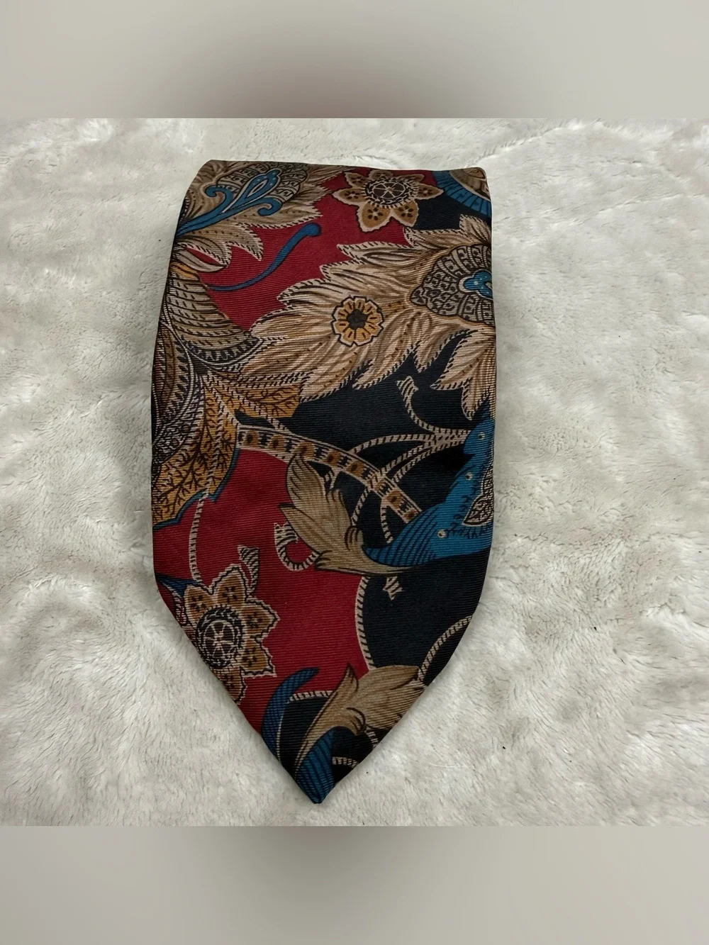 VTG Pierre Balmain Classic Floral Paisley Men's Tie in Red, Black and Blue